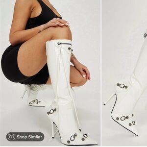 white heel boots